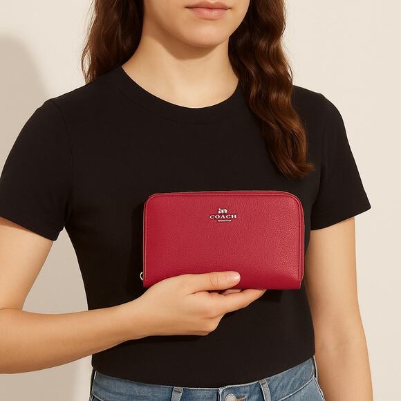 Coach Red & Black Wristlet Wallets Duo - Signature, Gold Details, 2x1 Deal! - Picture 4 of 14